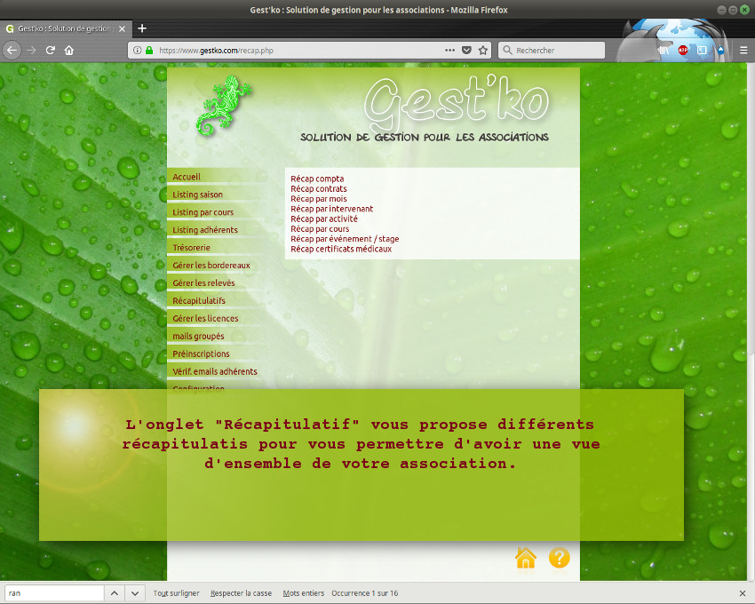 Logiciel de gestion pour associations : Gestko