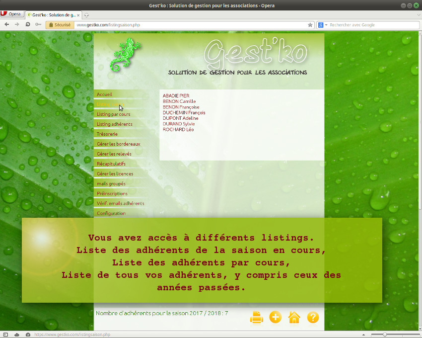 Logiciel de gestion pour associations : Gestko